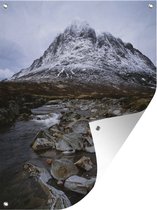 Paysage de montagne d'hiver et beaux rochers dans la rivière à Glen Coe Garden poster 60x80 cm - Toile de jardin / Toile d'extérieur / Peintures pour l'extérieur (décoration de jardin)