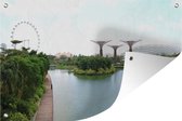Muurdecoratie Overzicht van Gardens by the Bay in Singapore - 180x120 cm - Tuinposter - Tuindoek - Buitenposter