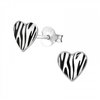 foto van Oorbellen meisje zilver | Zilveren oorstekers, hart zebraprint