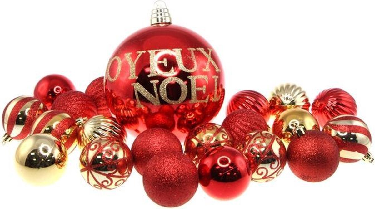 Kerstballen 21 stuks ROOD / GOUD - Plastic - Rood - SILUMEN