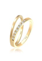 Elli PREMIUM Dames Ring Dames Ring Set Klassiek Elegant met diamanten (0.08 ct.) in 925 Sterling Zilver