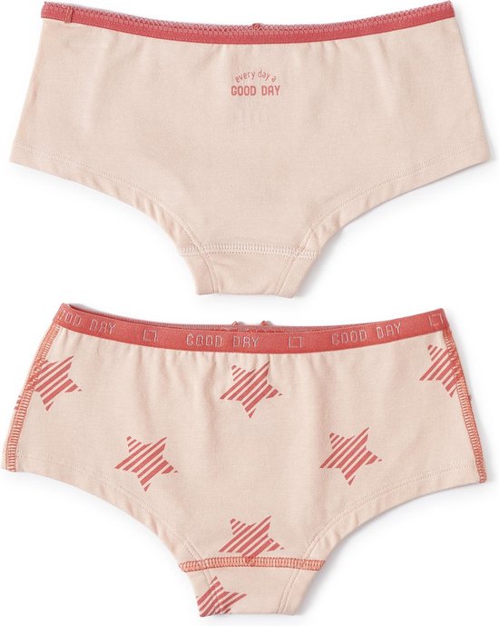 Little Label - fille - slip (2 pièces) - rose clair et rose clair, étoile - taille 158/164 - coton bio