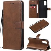 Voor Samsung Galaxy A32 4G Effen Kleur Horizontale Flip Beschermende Lederen Case met Houder & Kaartsleuven & Portemonnee & Fotolijst & Lanyard (Bruin)