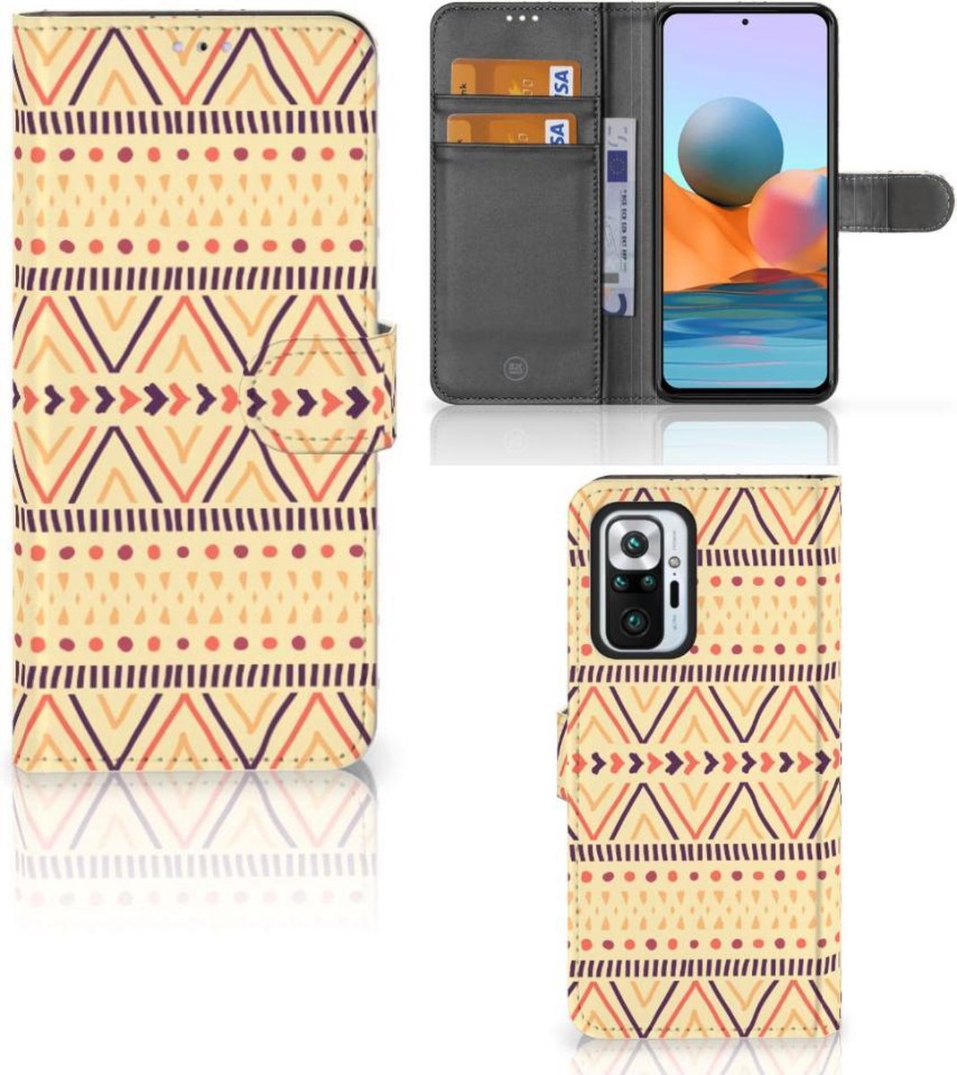 Book Case voor Xiaomi Redmi Note 10 Pro Telefoon Hoesje Aztec Yellow