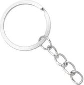 Sleutel ring met ketting, 25 mm, antiek zilver