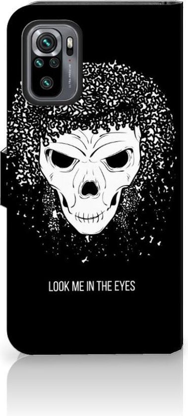 Étui Bookstyle Xiaomi Redmi Note 10S | 10 Coque de téléphone 4G avec texte Skull Hair