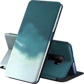 Voor Samsung Galaxy S9 Plus Spanning Aquarel Patroon Huid Voelen Magnetische Horizontale Flip PU Lederen Case met Houder (Groen)