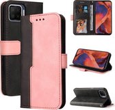 Voor OPPO F17/A73 2020/F17 Pro/A93 2020 Zakelijke Stiksels-Kleur Horizontale Flip PU Lederen Case met Houder & Kaartsleuven & Fotolijst & Lanyard (Roze)