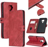 Voor Huawei Mate 30 Lite Stiksels Stijl 2-Kleur Koe Textuur Horizontale Flip PU Lederen Case met Houder & Kaartsleuf & Lanyard (Rood)