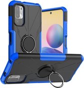 Voor Xiaomi Redmi Note 10 5G Armor Bear Schokbestendige pc + TPU-beschermhoes met ringhouder (blauw)