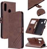 Voor Motorola Moto E6 Plus Stiksels Stijl 2-Kleur Koe Textuur Horizontale Flip PU Lederen Case met Houder & Kaartsleuf & Lanyard (Bruin)