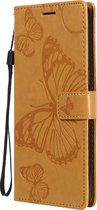 OPPO Reno 4 Hoesje - Mobigear - Butterfly Serie - Kunstlederen Bookcase - Cognac - Hoesje Geschikt Voor OPPO Reno 4