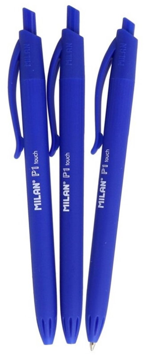 Milan Balpen Met Drukknop P1 Touch 1 Mm Blauw 3 Stuks
