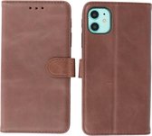 Bestcases - Klassiek Design Echt Lederen Hoesje - Portemonnee Wallet Cases - Book Case Telefoonhoesje - Geschikt voor iPhone 11 - Mocca