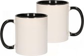 6x morceaux de blanc avec des tasses à café vierges noires / tasse - 300 ml