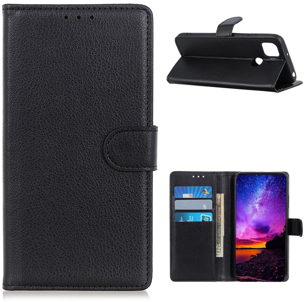 Book Cover Motorola Moto G9 Power Zwart met Pasjeshouder