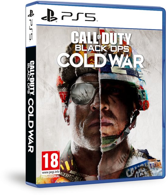 PlayStation 5 speldoosje, zijaanzicht. 'Call of Duty: Black Ops Cold War'.