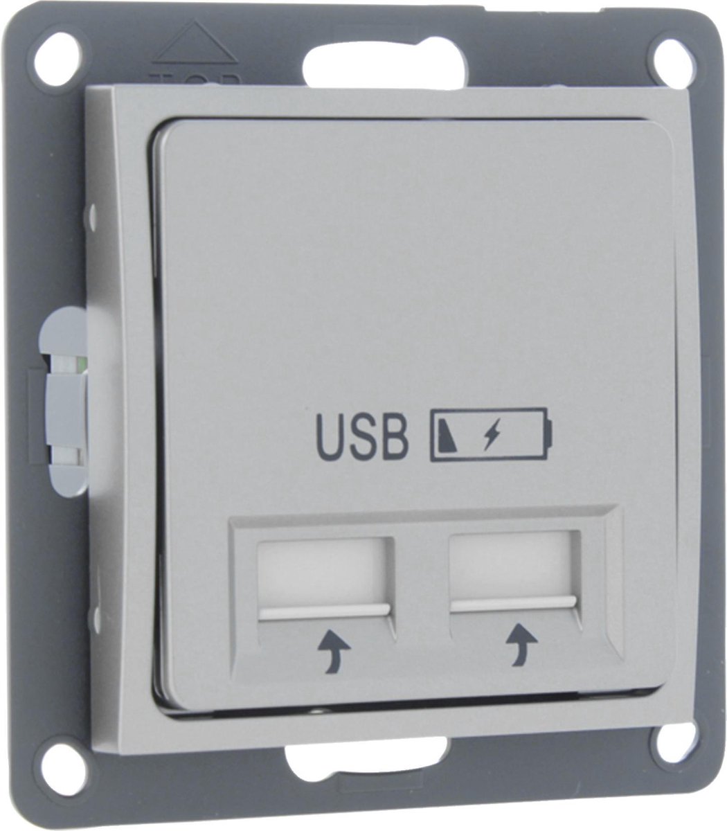 Q-Link S2 contactdoos – inbouw – 2 x USB – 5V – RVS