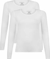Comfortabel & Zijdezacht Bamboo Basics Lara - Bamboe T-Shirts (Multipack 2 stuks) Dames - Lange Mouwen - Wit - XL