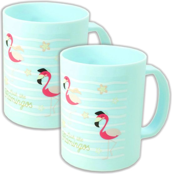 Drinkbeker 2 stuks Flamingo | drinkmok voor magnetron 350ml DM01b