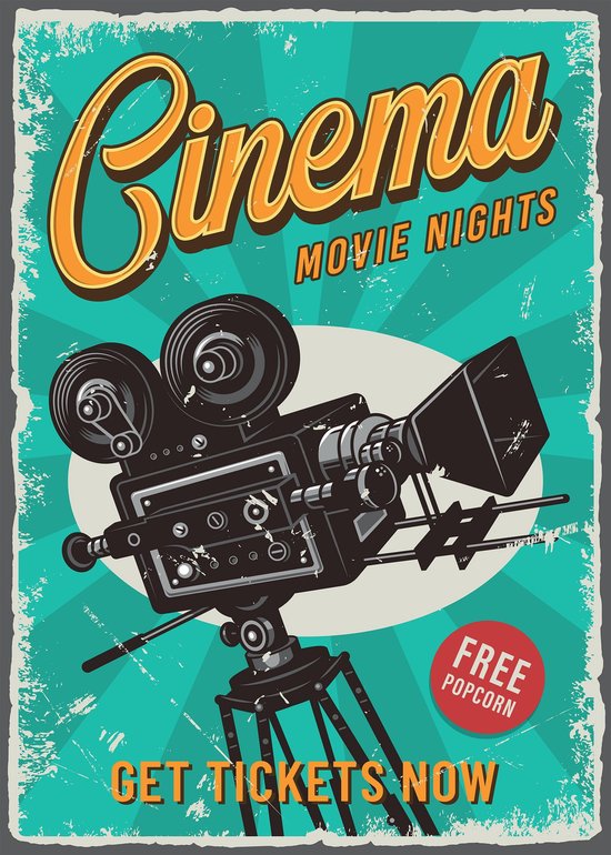 Vintage poster "Cinema movie nights" 50 x 70 cm