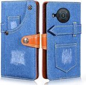 Voor Nokia X10/X20 Denim Horizontale Flip Lederen Case met Houder & Kaartsleuf & Portemonnee (Donkerblauw)
