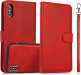 Kalf Textuur 2 in 1 Afneembare Magnetische Achterkant Horizontale Flip Leren Hoes Met Houder & Kaartsleuven & Portemonnee & Fotolijst Voor iPhone XS Max (Rood)