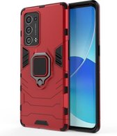 Voor OPPO Reno6 Pro + 5G schokbestendige pc + TPU-beschermhoes met magnetische ringhouder (rood)