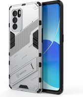 Voor OPPO Reno6 Pro 5G Punk Armor 2 in 1 PC + TPU schokbestendig hoesje met onzichtbare houder (wit)