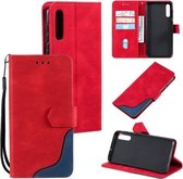 Voor Samsung Galaxy A50 Driekleurige Stiksels Kalf Textuur Horizontale Flip Lederen Case met Houder & Kaartsleuven & Portemonnee (Rood)