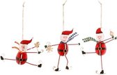 Exner| TIN| Kerstdecoratie| Set van 3 kerstman hangers | Schaatsen | Handgemaakt  |Metaal| 10x3x12