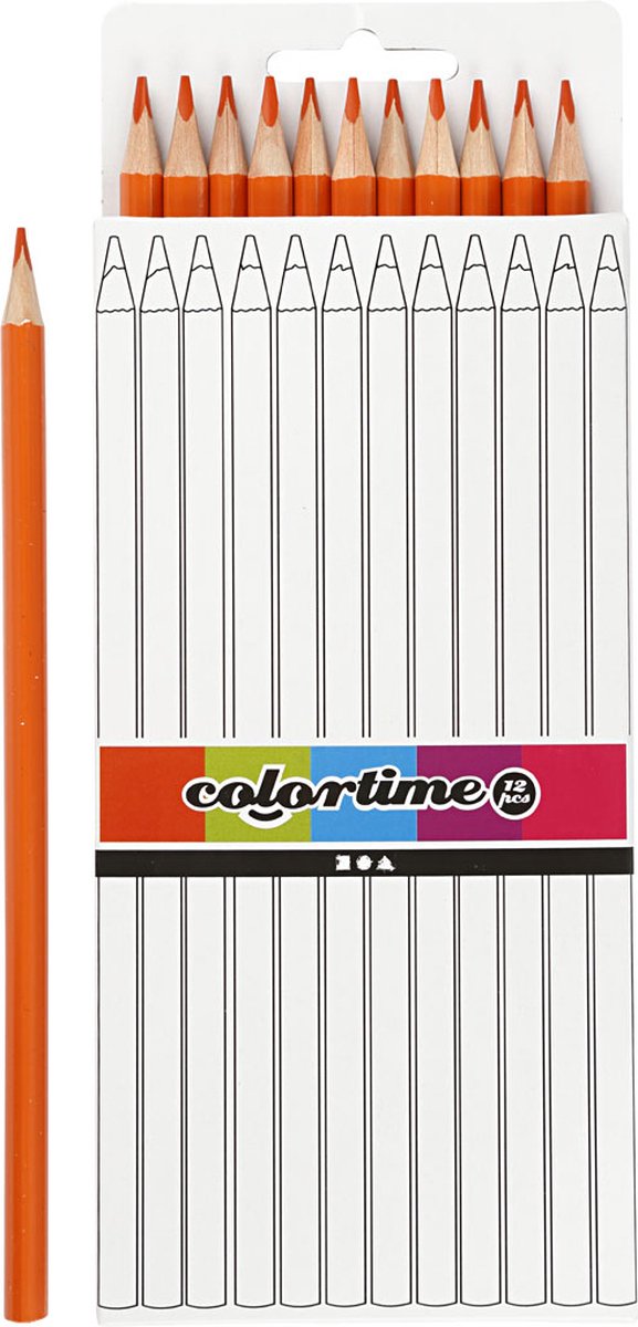 Colortime Kleurpotloden, L: 17 cm, vulling 3 mm, oranje, 12 stuk/ 1 doos
