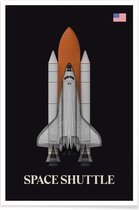 JUNIQE - Poster NASA space shuttle raket -20x30 /Grijs & Zwart