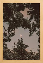 JUNIQE - Poster in houten lijst The Moon -20x30 /Blauw & Grijs