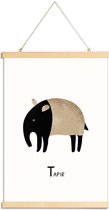 JUNIQE - Posterhanger Tapir -30x45 /Grijs & Ivoor