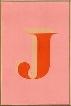 JUNIQE - Poster met kunststof lijst Red J -40x60 /Rood & Roze