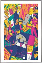 JUNIQE - Poster met kunststof lijst Batman -20x30 /Oranje & Roze