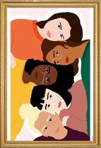 JUNIQE - Poster met houten lijst Linked -20x30 /Kleurrijk