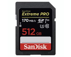 Sandisk SDXC Extreme Pro 512GB Video Speed Class V30 UHS Sp. Cl. U3,UHS-I,170MB/s