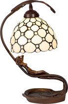 LumiLamp Tiffany Tafellamp 28*20*41 cm E14 / max 25W Creme Glas in lood Tiffany Bureaulamp Tiffany Lampen