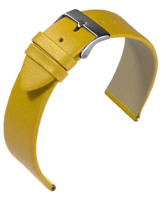 EULIT horlogeband - leer - 16 mm - geel - metalen gesp