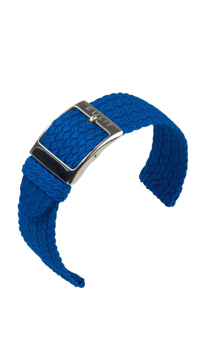 EULIT horlogeband - perlon - 20 mm - blauw - metalen gesp