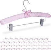 Relaxdays 40 x kledinghangers satijn - broekhanger - kleerhangers- klemmen - zacht - roze