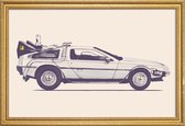 JUNIQE - Poster met houten lijst DeLorean-tijdmachine - Back to the