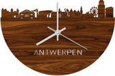 Skyline Klok Antwerpen Palissander hout - Ø 40 cm - Woondecoratie - Wand decoratie woonkamer - WoodWideCities