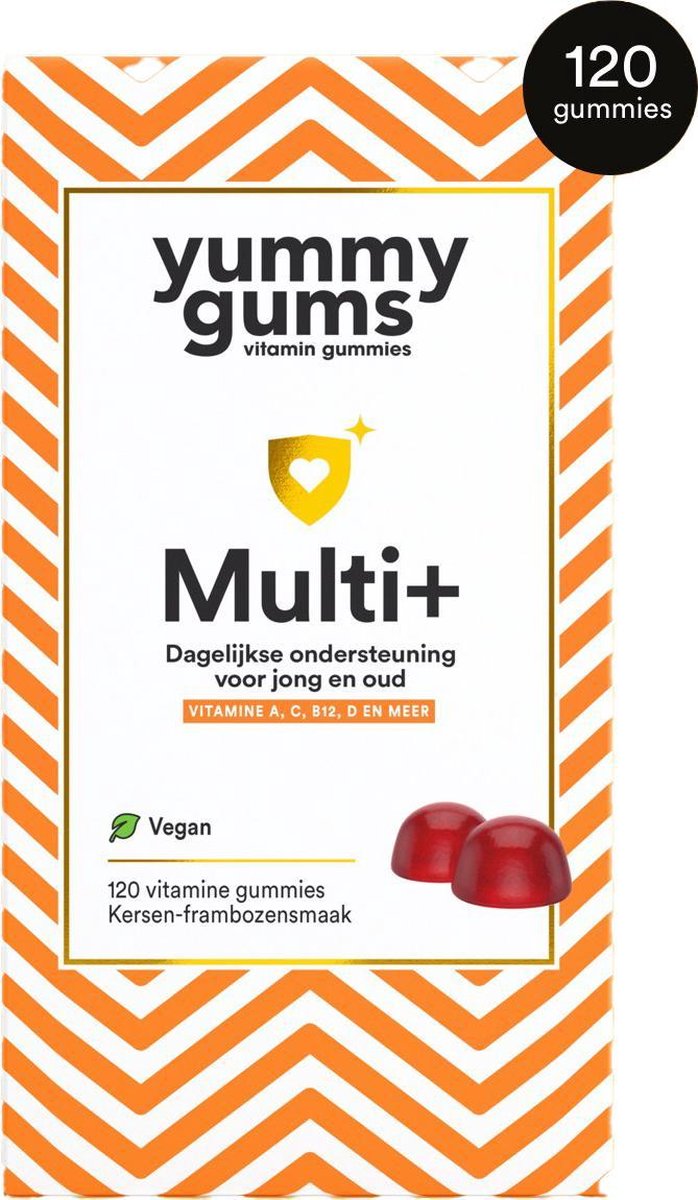 Yummygums Multi Plus - multivitamine - met vitamine b12, D3 en C - 100% vegan - ook voor kinderen