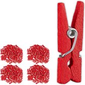 Relaxdays 576x mini knijpers - houten knijpers - knijpertjes - wasknijpers - rood