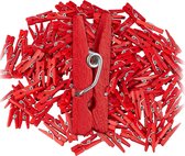 Relaxdays 144 x mini knijpers - houten knijpers - knijpertjes - wasknijpers - rood