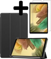 Hoes Geschikt voor Samsung Galaxy Tab A7 Lite Hoes Luxe Hoesje Book Case Met Screenprotector - Hoesje Geschikt voor Samsung Tab A7 Lite Hoes Cover - Zwart .