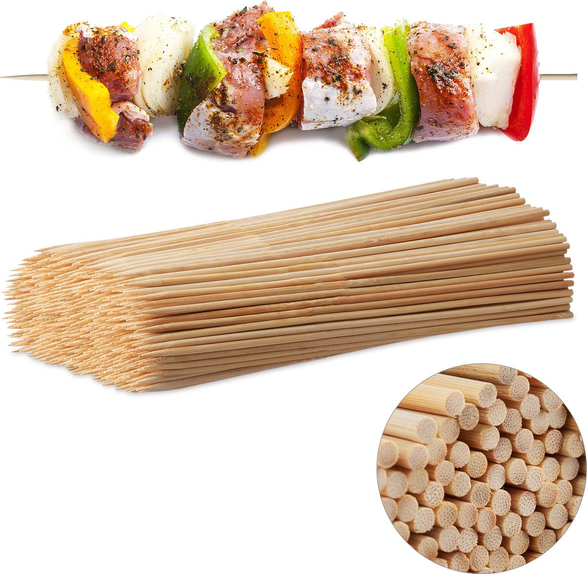 saté prikkers - set van 500 - bamboe - bbq - vleesspies - 30 cm lang - 4 mm dik